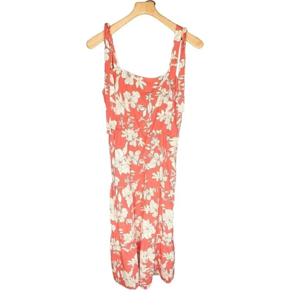 Social Standard by Sanctuary Women's Coral & White Tropical Floral Smocked Dress - Picture 2 of 12